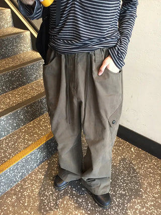Loose Fit Cotton Elastic Waist Pants  Daily Wide Fit