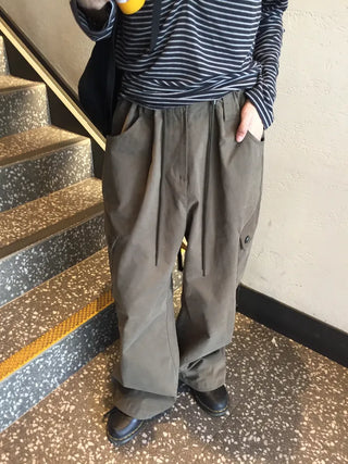 Loose Fit Cotton Elastic Waist Pants  Daily Wide Fit