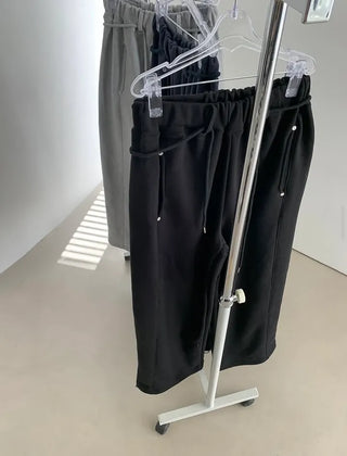 Long Wide Elastic Waist Pants  Comfortable Daily Fit