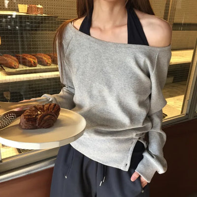 Effortless chic vibe  Off-shoulder layered top