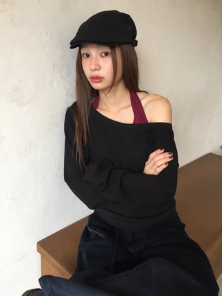 Effortless chic vibe  Off-shoulder layered top