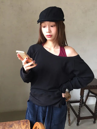 Effortless chic vibe  Off-shoulder layered top