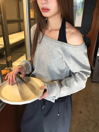 Effortless chic vibe  Off-shoulder layered top