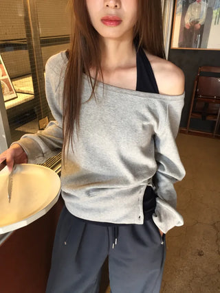 Effortless chic vibe  Off-shoulder layered top
