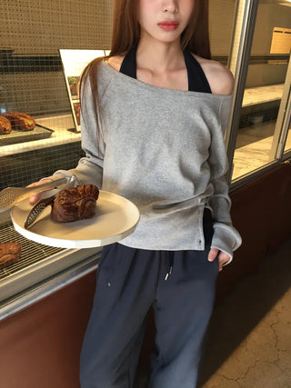 Effortless chic vibe  Off-shoulder layered top