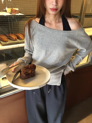 Effortless chic vibe  Off-shoulder layered top