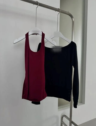 Effortless chic vibe  Off-shoulder layered top