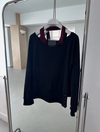 Effortless chic vibe  Off-shoulder layered top