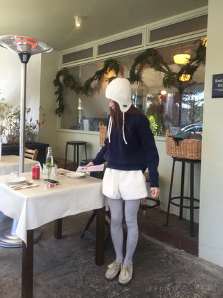 Daily Delicate Fit Knit Ivory & Navy – Winter Vibes Punching Details