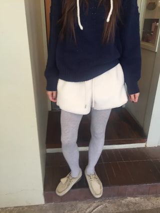 Cozy, fluffy sherpa shorts Winter daily effortless chic look