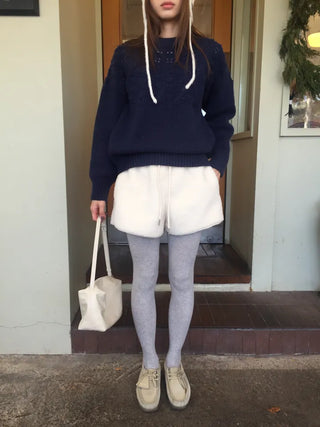 Cozy, fluffy sherpa shorts Winter daily effortless chic look