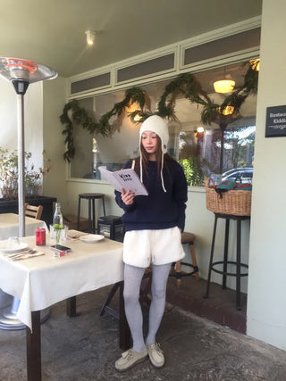 Cozy, fluffy sherpa shorts Winter daily effortless chic look