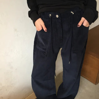 Hip corduroy wide-leg pants Street style effortless chic daily look