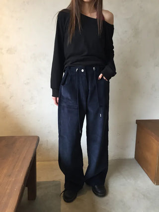 Hip corduroy wide-leg pants Street style effortless chic daily look