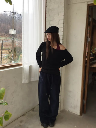 Hip corduroy wide-leg pants Street style effortless chic daily look