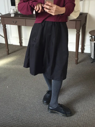 Vest A-line Elastic Flare Skirt  Black, Purple