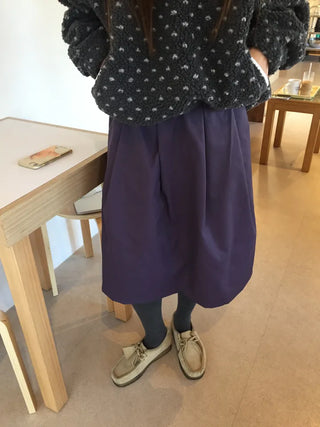 Vest A-line Elastic Flare Skirt  Black, Purple