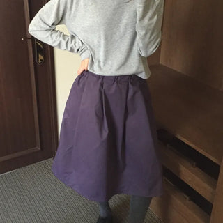 Vest A-line Elastic Flare Skirt  Black, Purple