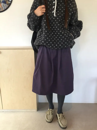 Vest A-line Elastic Flare Skirt  Black, Purple