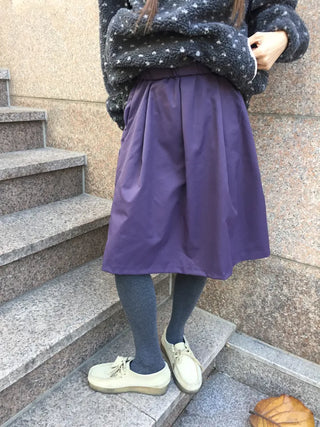 Vest A-line Elastic Flare Skirt  Black, Purple