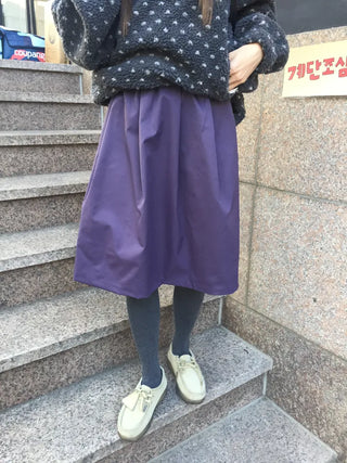 Vest A-line Elastic Flare Skirt  Black, Purple