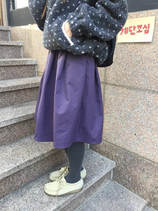 Vest A-line Elastic Flare Skirt  Black, Purple