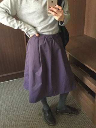 Vest A-line Elastic Flare Skirt  Black, Purple