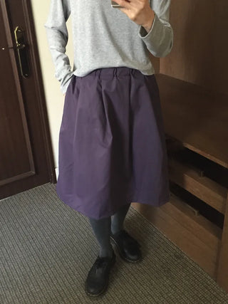 Vest A-line Elastic Flare Skirt  Black, Purple
