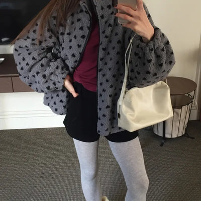 Cozy Heart Sherpa Zip-up