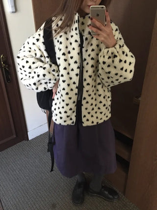 Cozy Heart Sherpa Zip-up