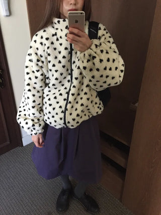 Cozy Heart Sherpa Zip-up