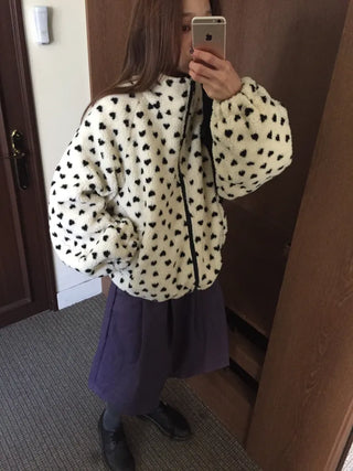 Cozy Heart Sherpa Zip-up