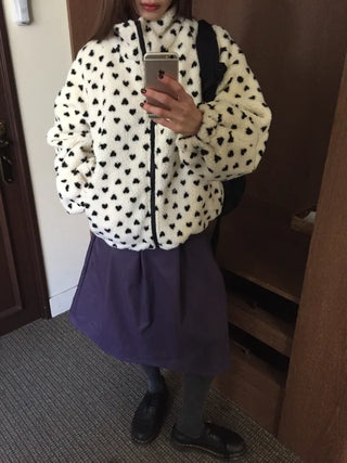 Cozy Heart Sherpa Zip-up