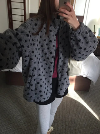 Cozy Heart Sherpa Zip-up