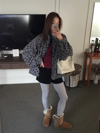 Cozy Heart Sherpa Zip-up