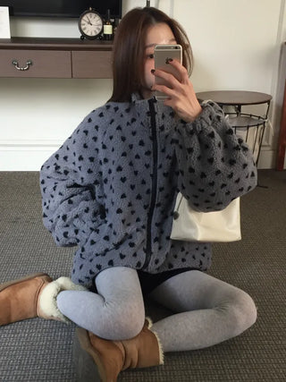 Cozy Heart Sherpa Zip-up