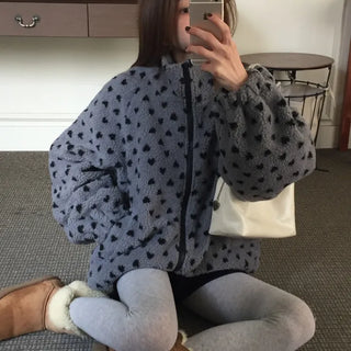 Cozy Heart Sherpa Zip-up