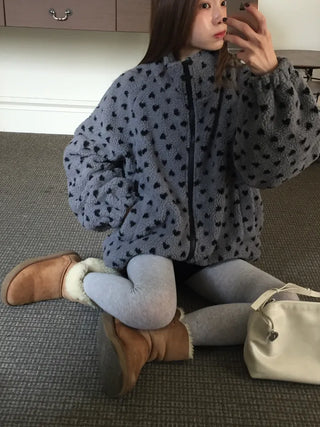 Cozy Heart Sherpa Zip-up