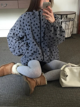 Cozy Heart Sherpa Zip-up