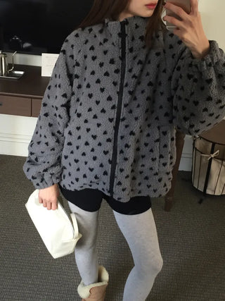 Cozy Heart Sherpa Zip-up