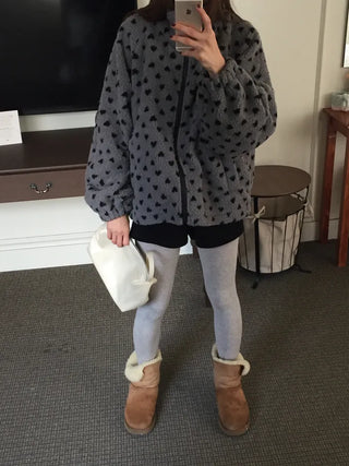 Cozy Heart Sherpa Zip-up
