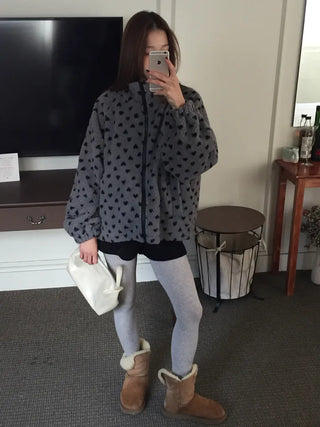 Cozy Heart Sherpa Zip-up