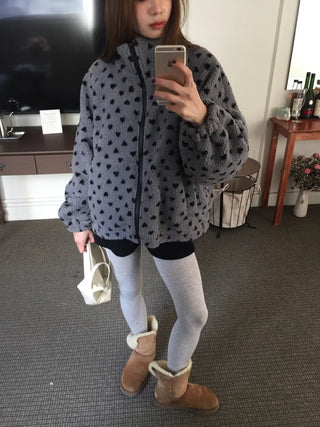 Cozy Heart Sherpa Zip-up