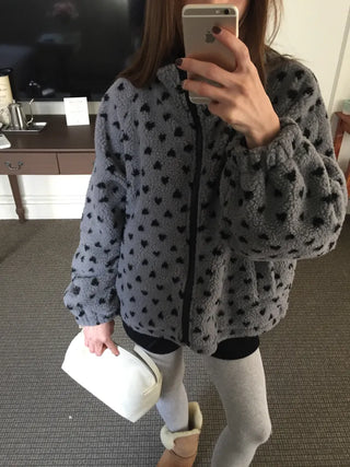 Cozy Heart Sherpa Zip-up