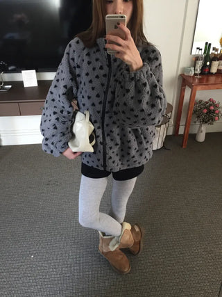 Cozy Heart Sherpa Zip-up