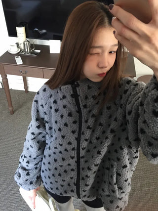 Cozy Heart Sherpa Zip-up