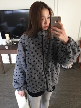 Cozy Heart Sherpa Zip-up