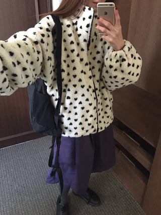 Cozy Heart Sherpa Zip-up