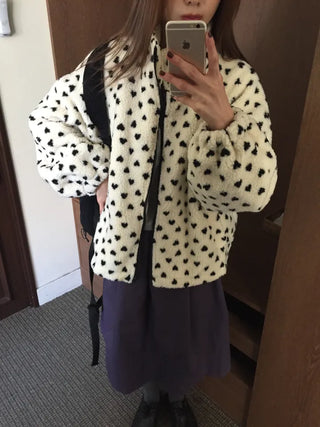 Cozy Heart Sherpa Zip-up