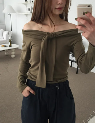 Sensual fit off-shoulder long sleeve